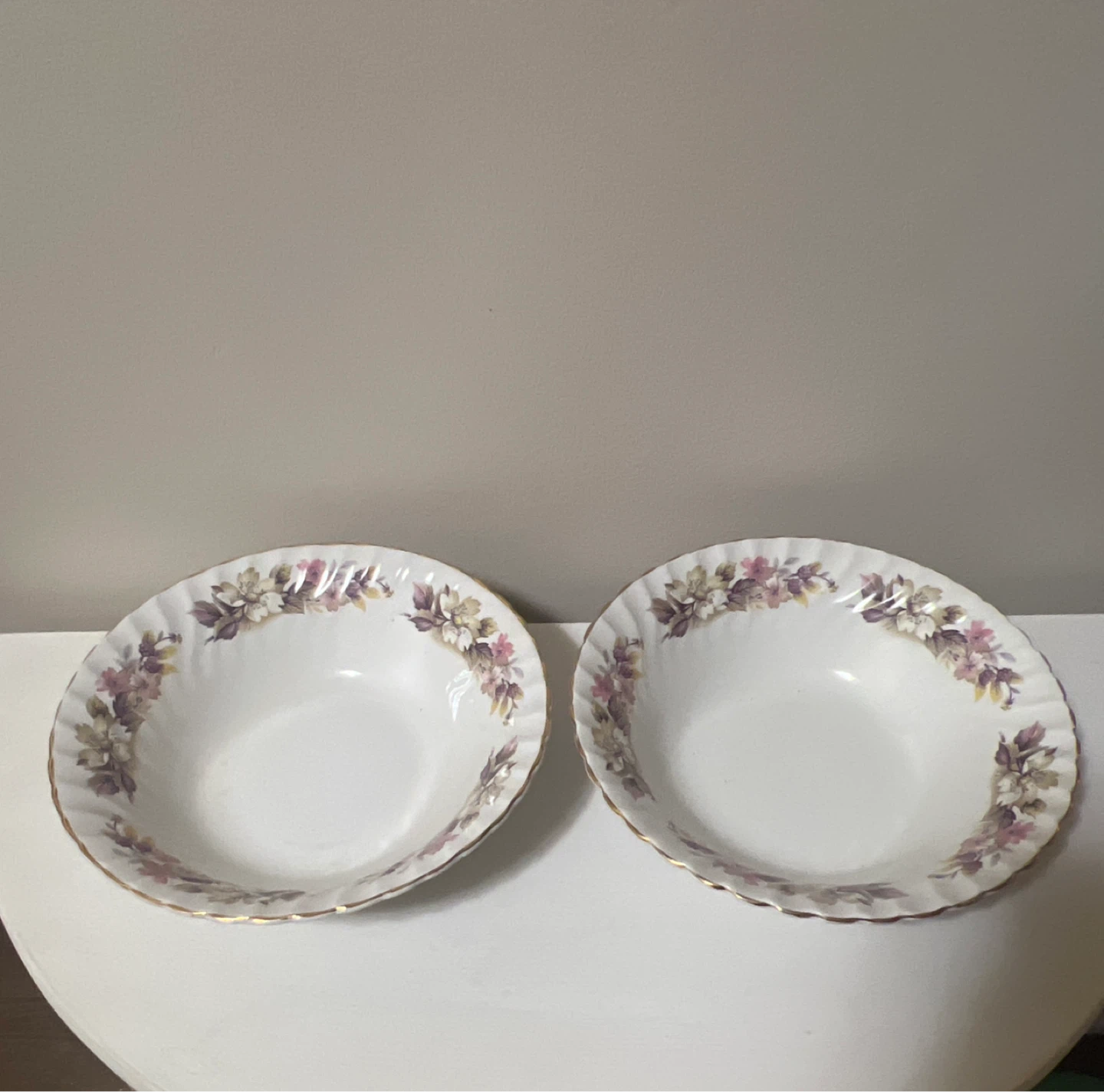 Two Vintage Medium Camelot Ironstone-ware Myott Floral Bowls