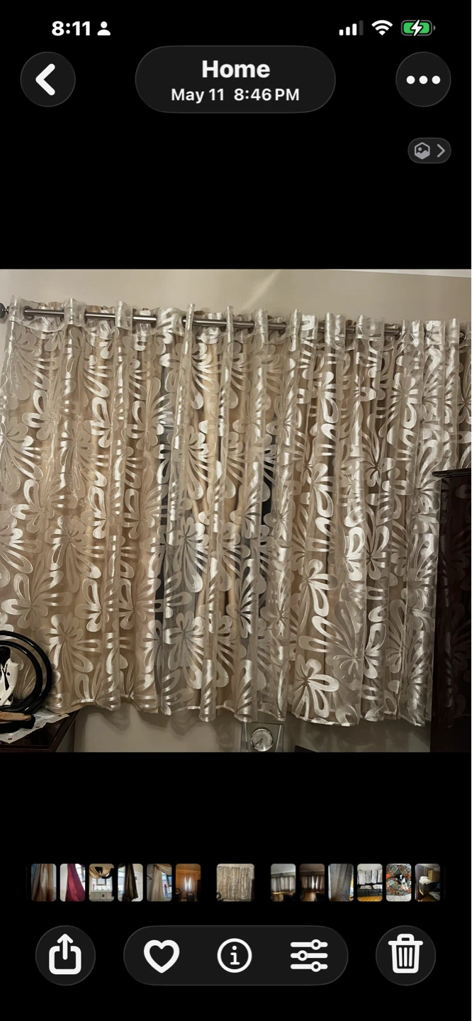 Cream Floral Jacquard Curtain Panels with Tie-Backs