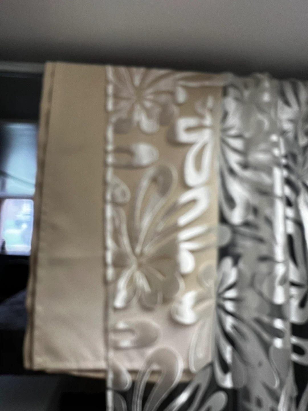 Cream Floral Jacquard Curtain Panels with Tie-Backs - photo 3