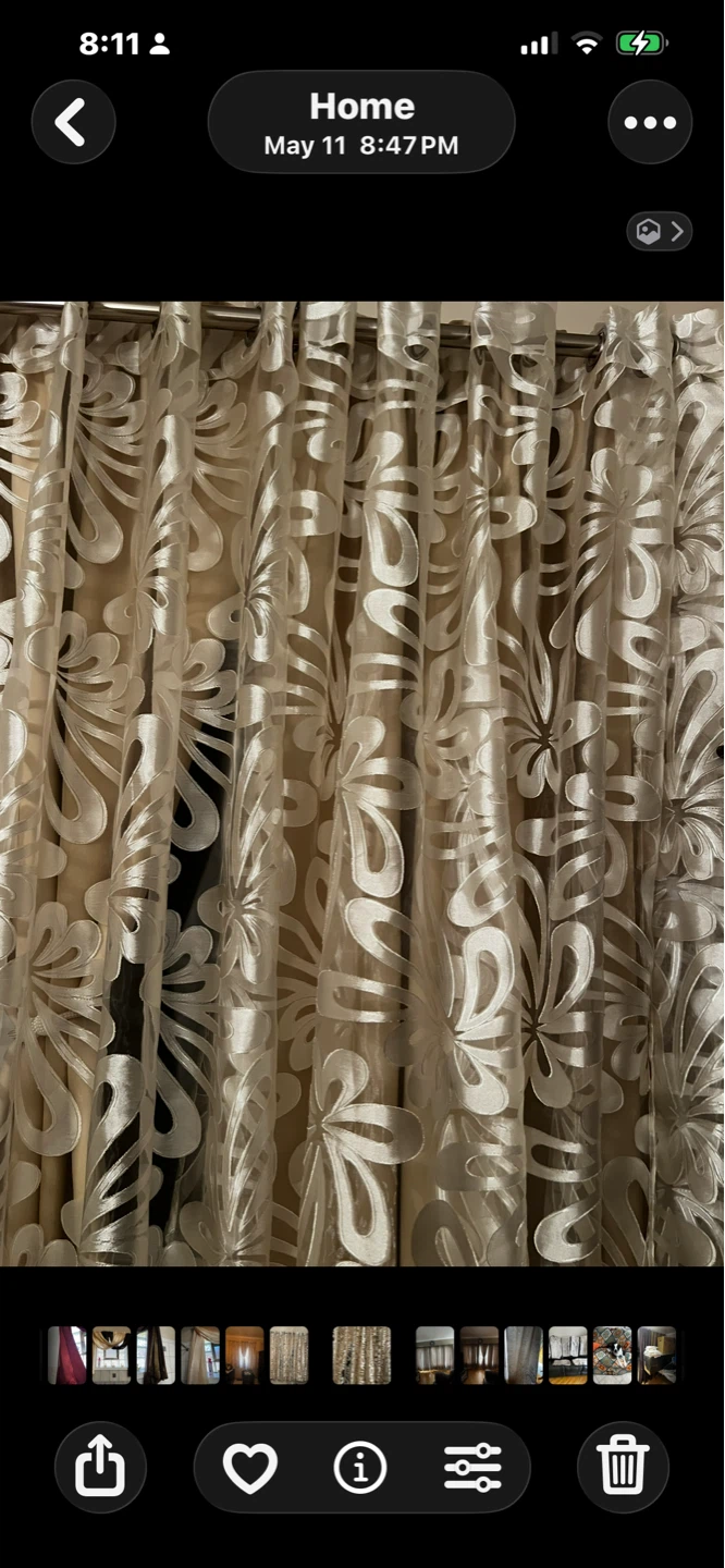 Cream Floral Jacquard Curtain Panels with Tie-Backs - photo 2