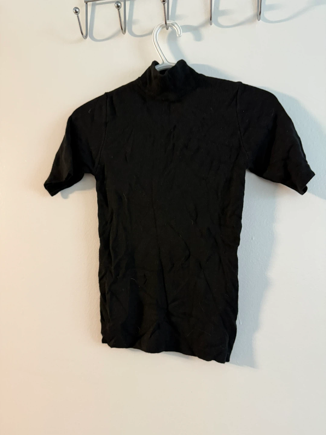 Dreamers Black Mock Neck Ribbed Top Size S/M