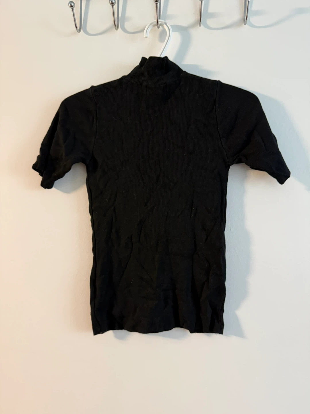 Dreamers Black Mock Neck Ribbed Top Size S/M - photo 2