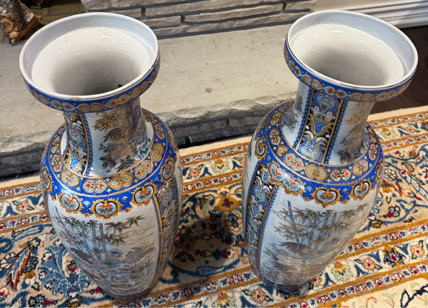 Pair of Large 23.5” Asian Style Porcelain Floor Vases - photo 2