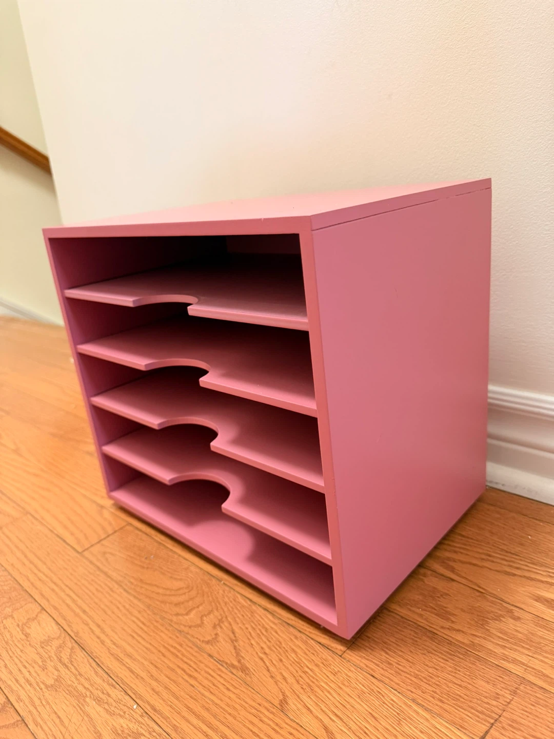 Pink Wooden 5 Tier Stationary File Desk Organizer / Shelf - photo 2