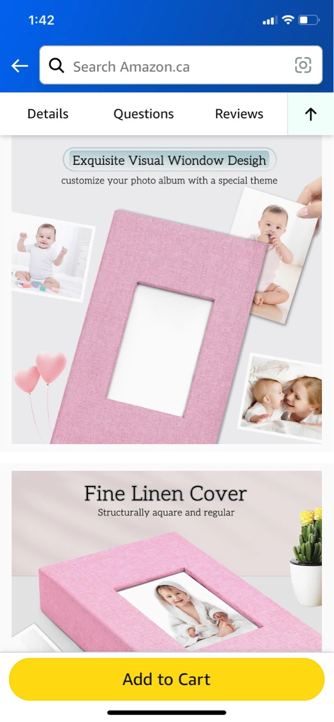Pink Linen Photo Album with Frame - photo 2
