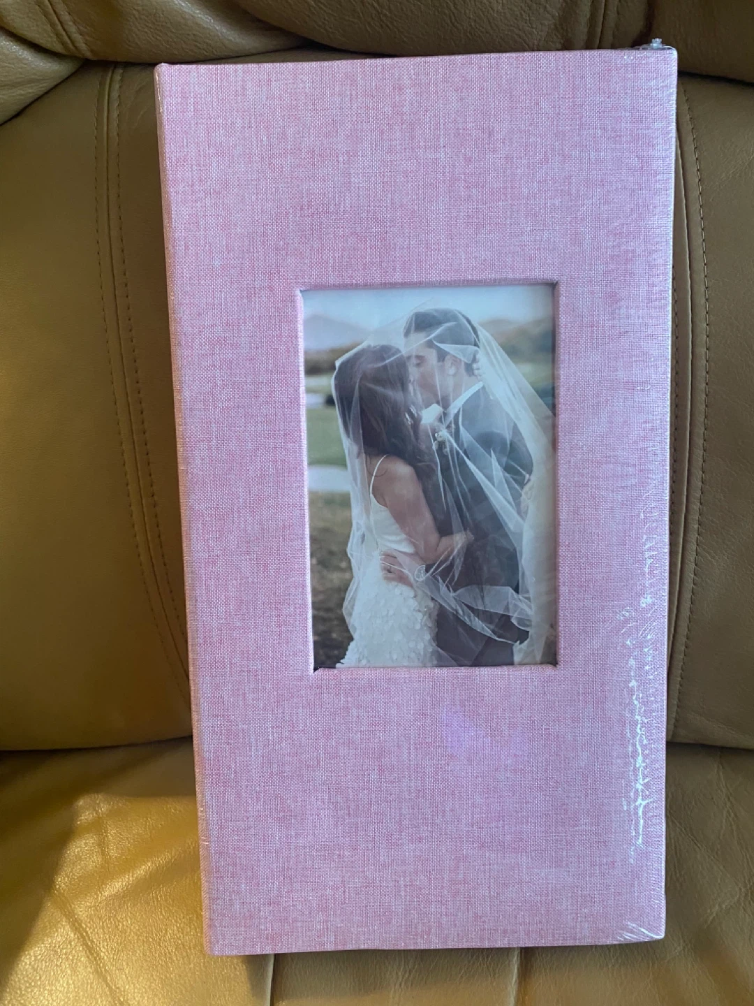 Pink Linen Photo Album with Frame