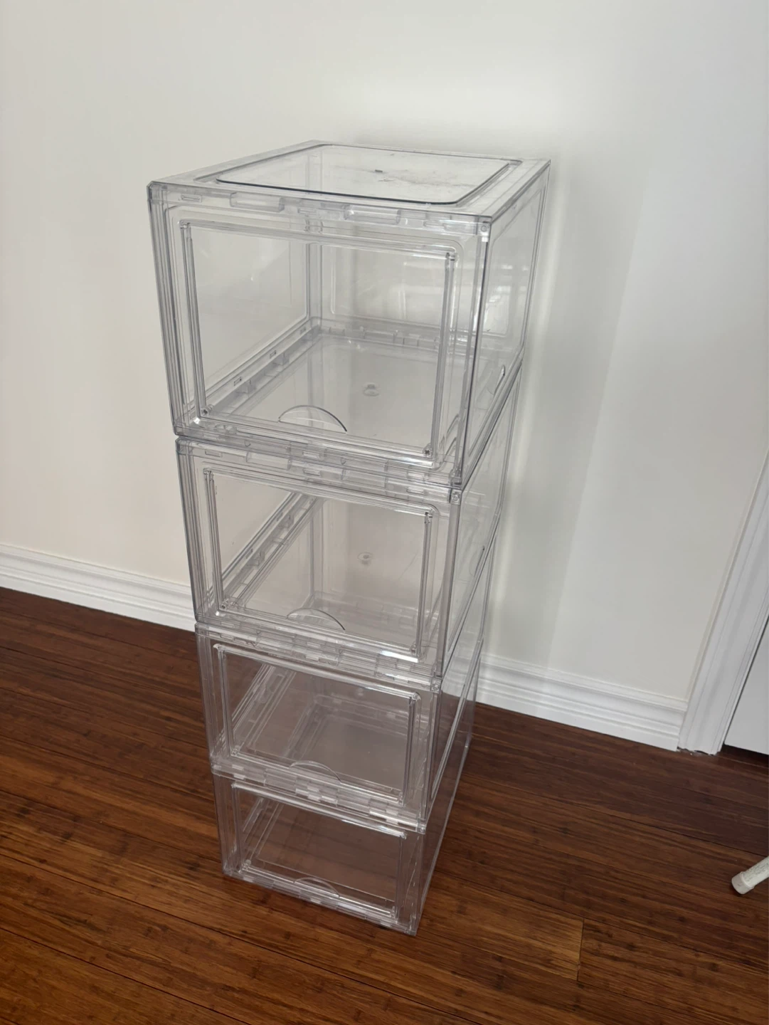 Stackable Clear Storage Boxes (Set of 4)