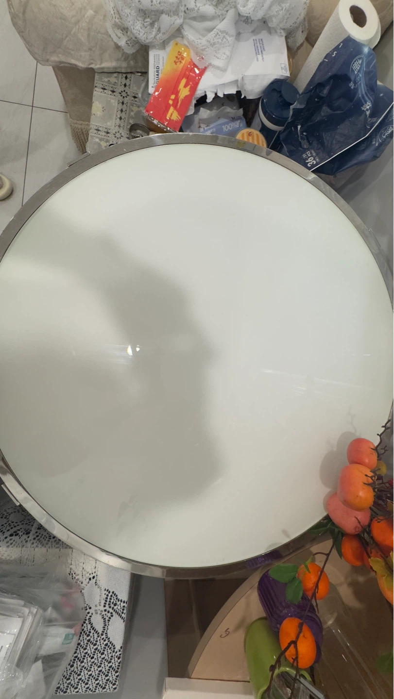 Round White Side Table with Chrome Base - photo 2
