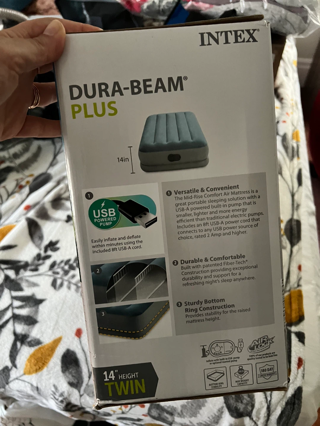 Air Mattress with Built-in USB Pump (Twin) - photo 2