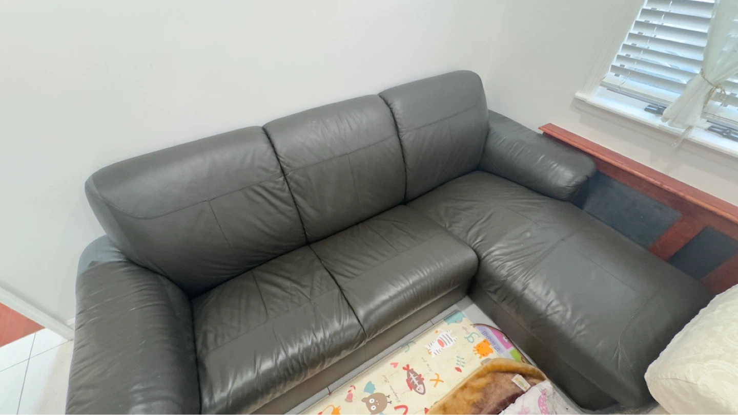 Gray Leather Sectional Sofa