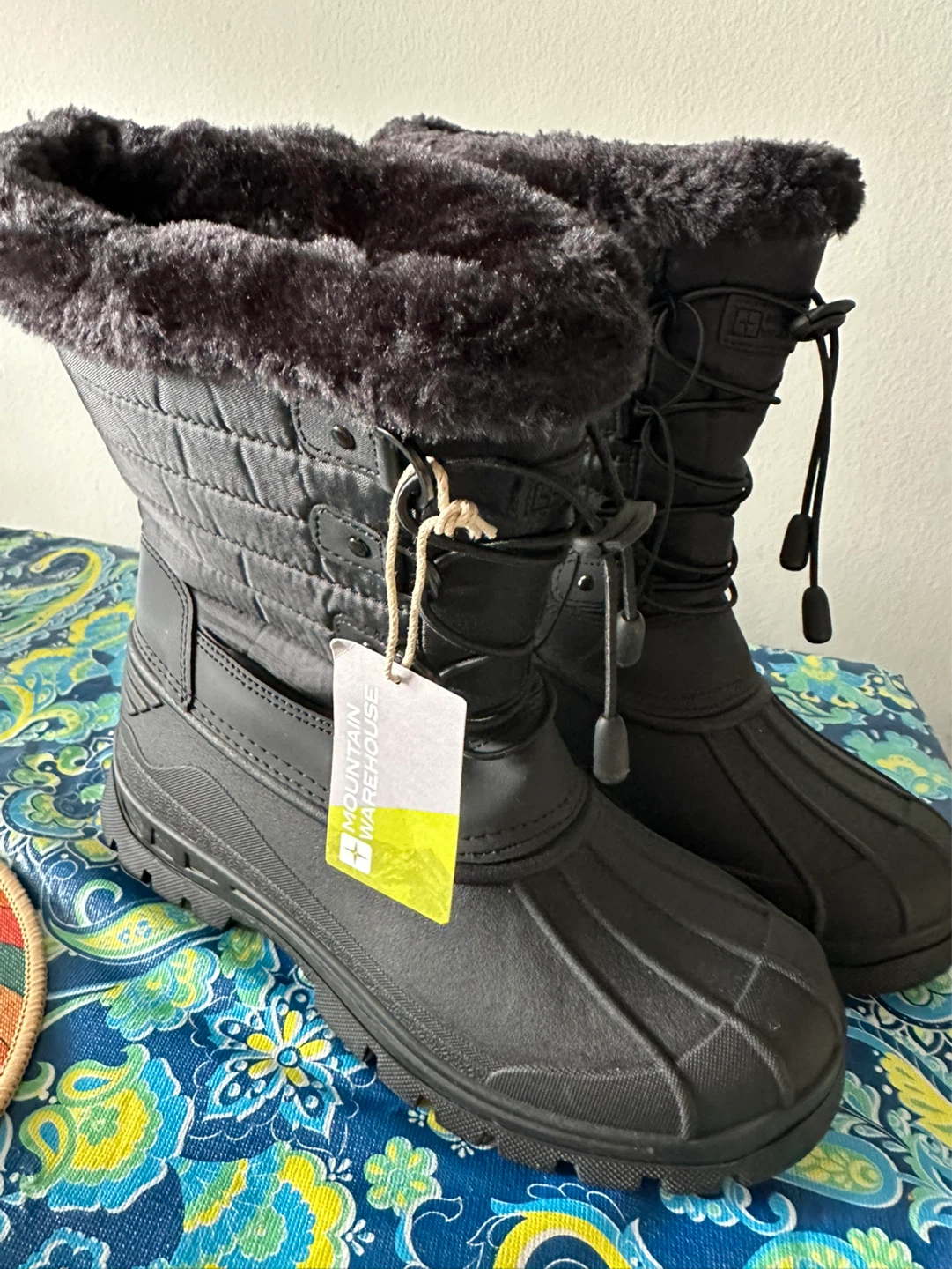 Mountain Warehouse Black Faux Fur Lined Snow Boots