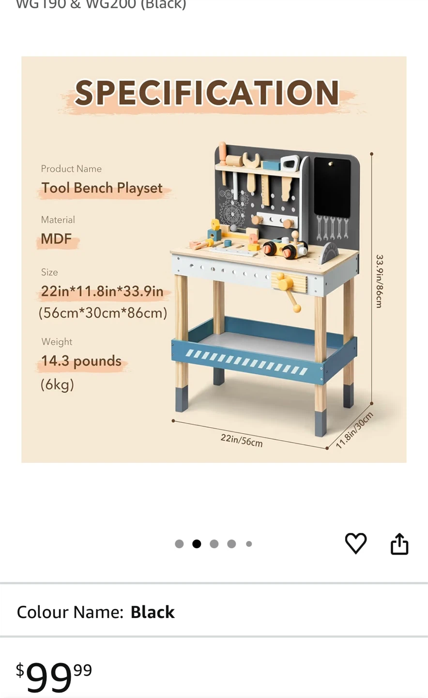 ROBUD Large Wooden Play Tool Workbench Set for Kids - photo 2