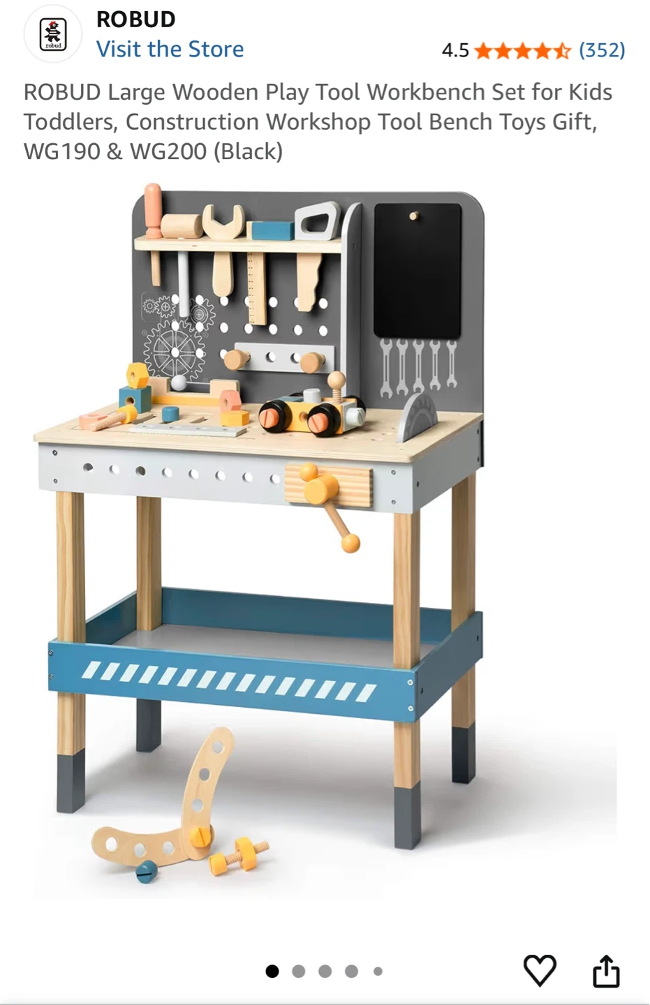 ROBUD Large Wooden Play Tool Workbench Set for Kids