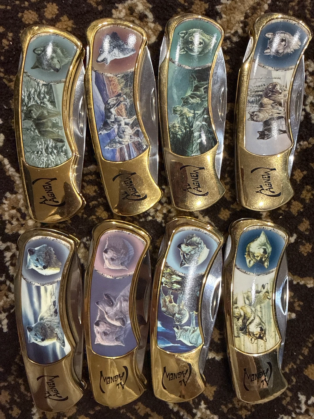 Al Agnew Wolf Collection Folding Knives (Set of 8)