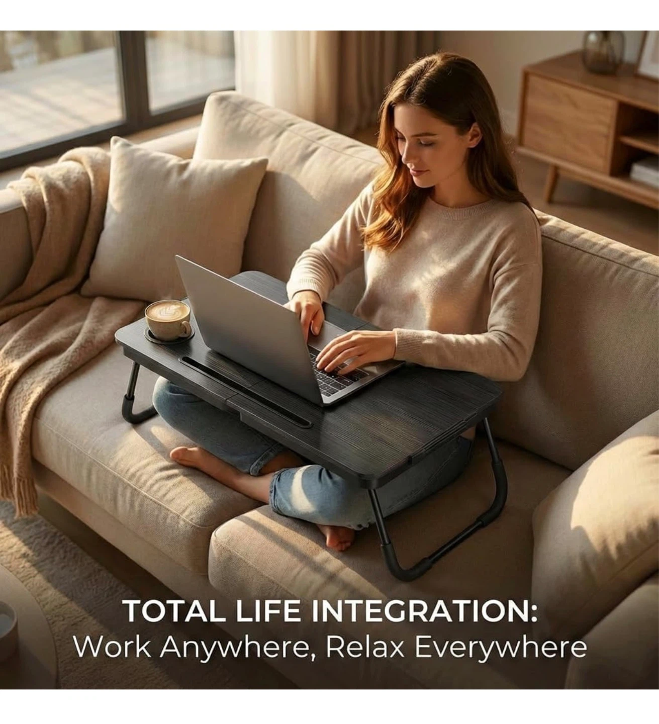 Portable Lap Desk with Cup Holder and Phone Slot L3 - photo 5