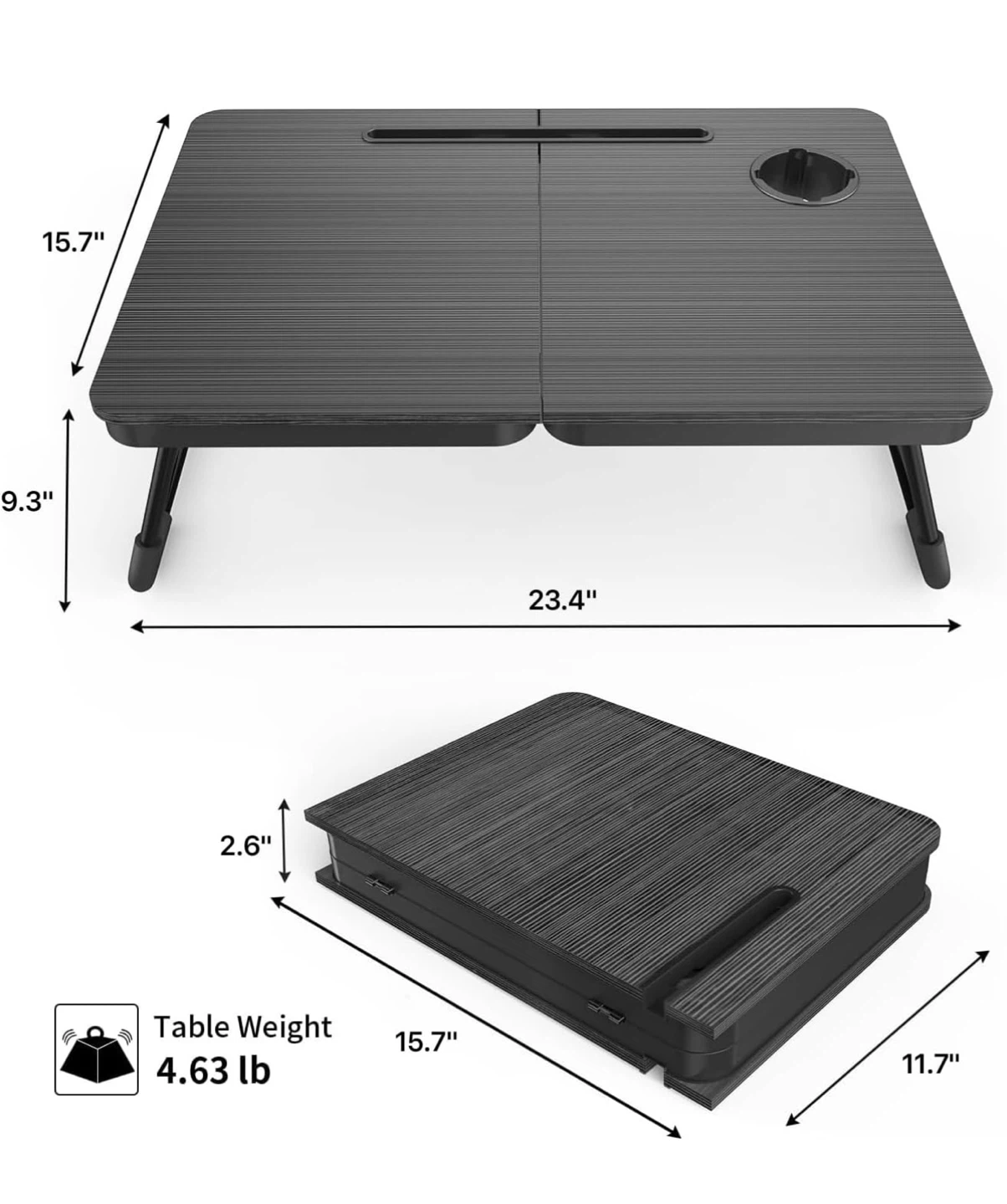 Portable Lap Desk with Cup Holder and Phone Slot L3 - photo 3