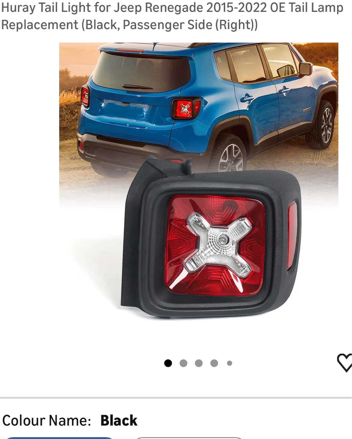 Tail Light Jeep Renegade 2015-2022 Passenger Side (Right) J52