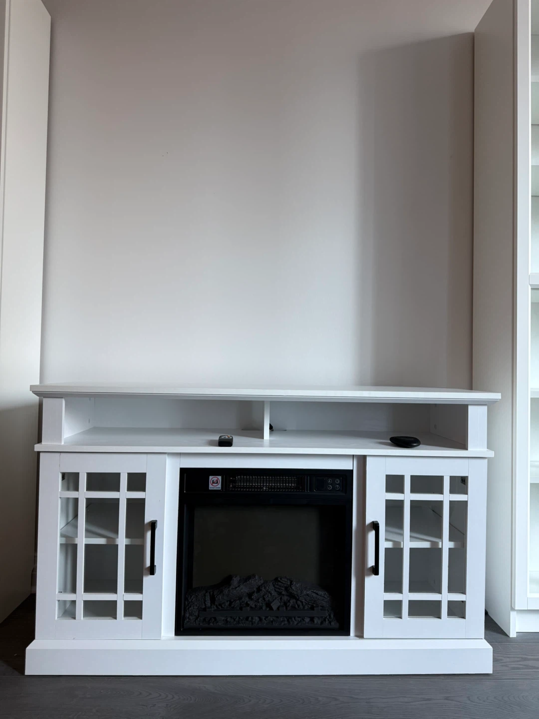 White Electric Fireplace Media Console