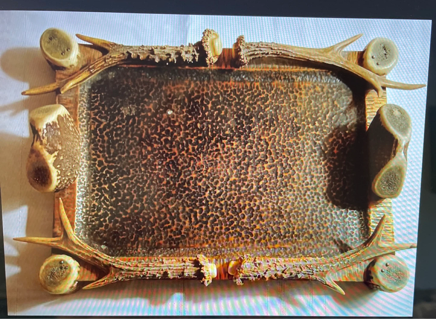Antler and hammered metal tray