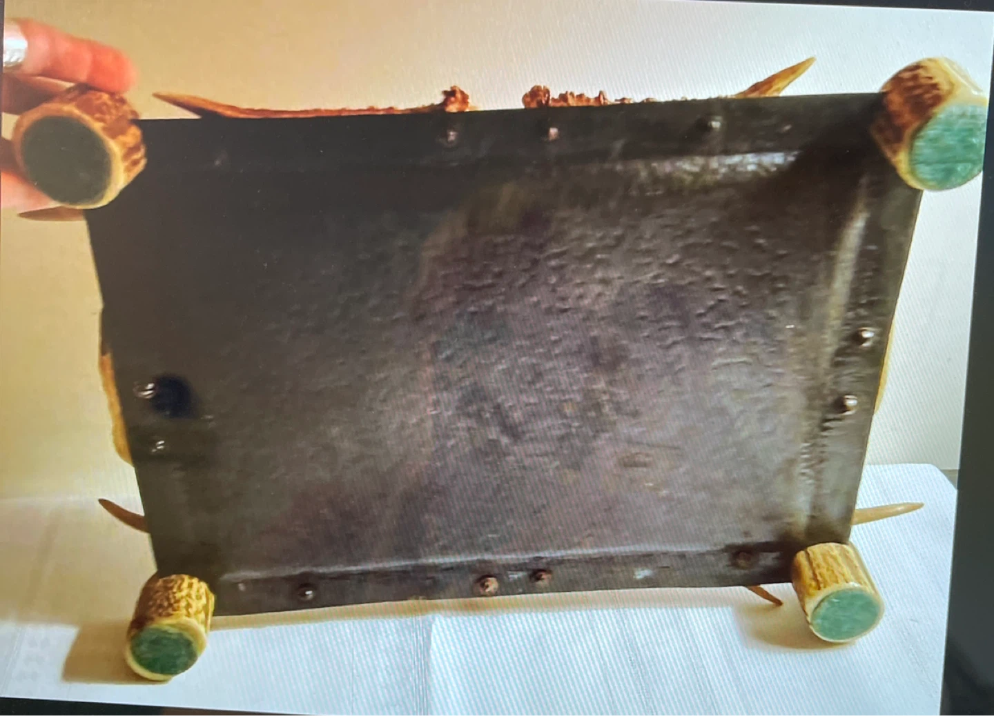 Antler and hammered metal tray - photo 2