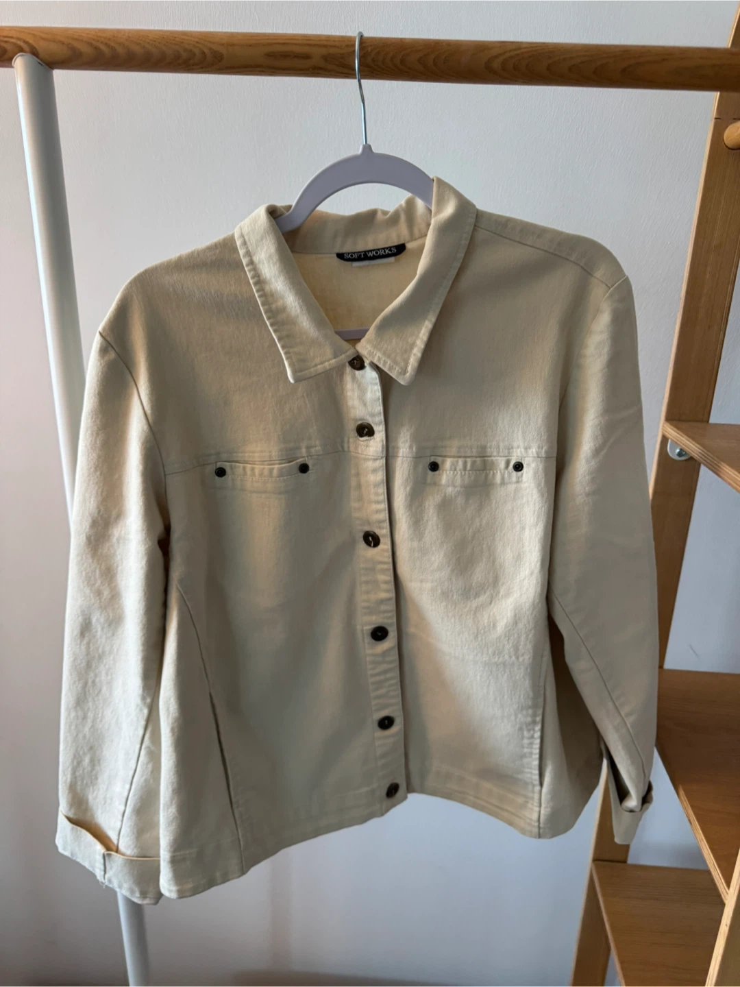 Soft Works Beige Button-Up Shirt Jacket