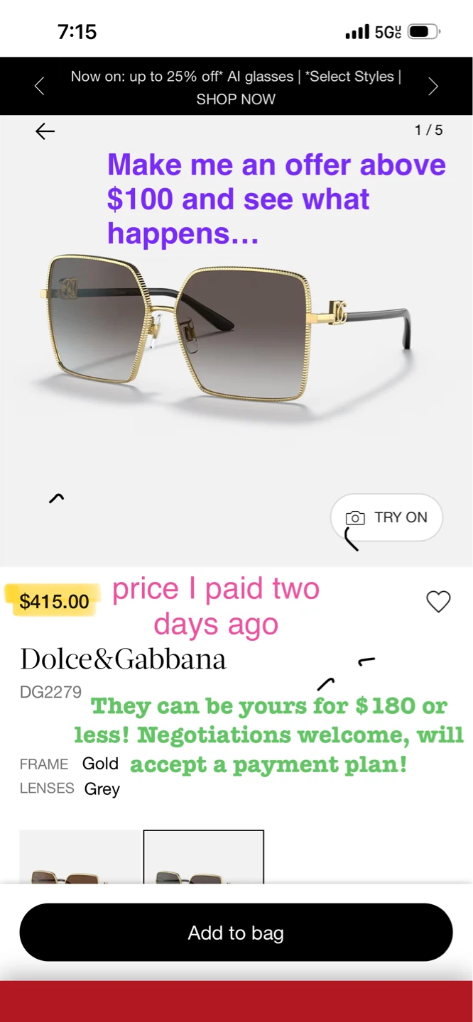 Dolce & Gabbana DG2279 Gold Square Sunglasses