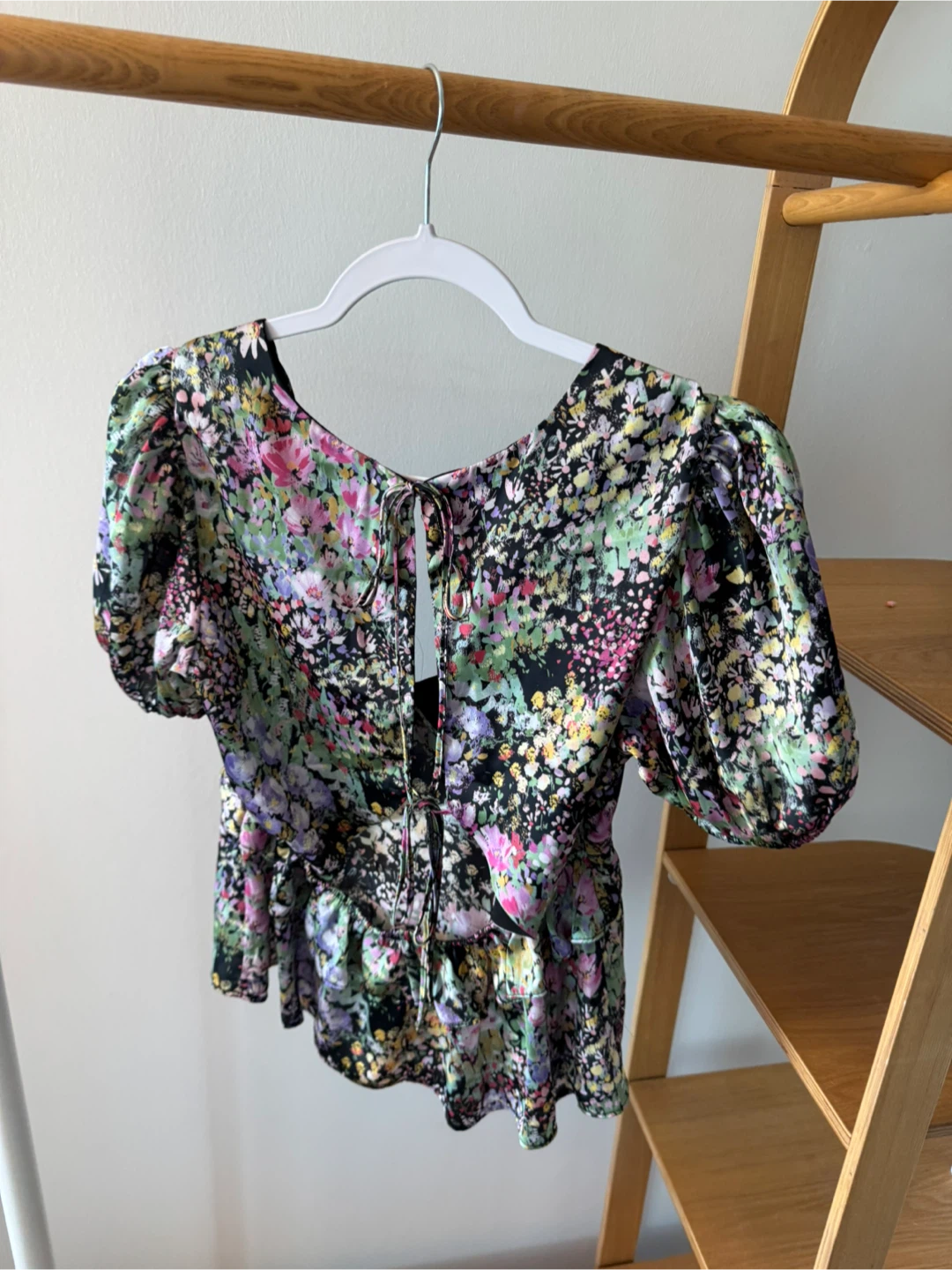 Topshop Floral Puff Sleeve Blouse UK 10 - photo 3
