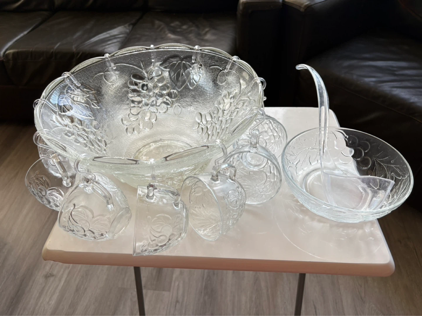 Glass Punch Bowl Set with Cups and Ladle