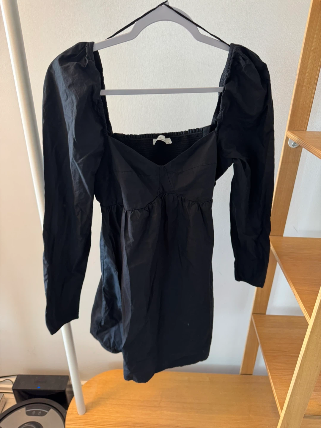 Black Puff Sleeve Smocked Top - M - photo 4