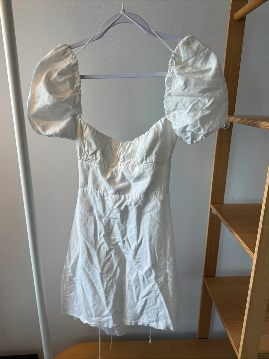 Zara White Puff Sleeve Mini Dress