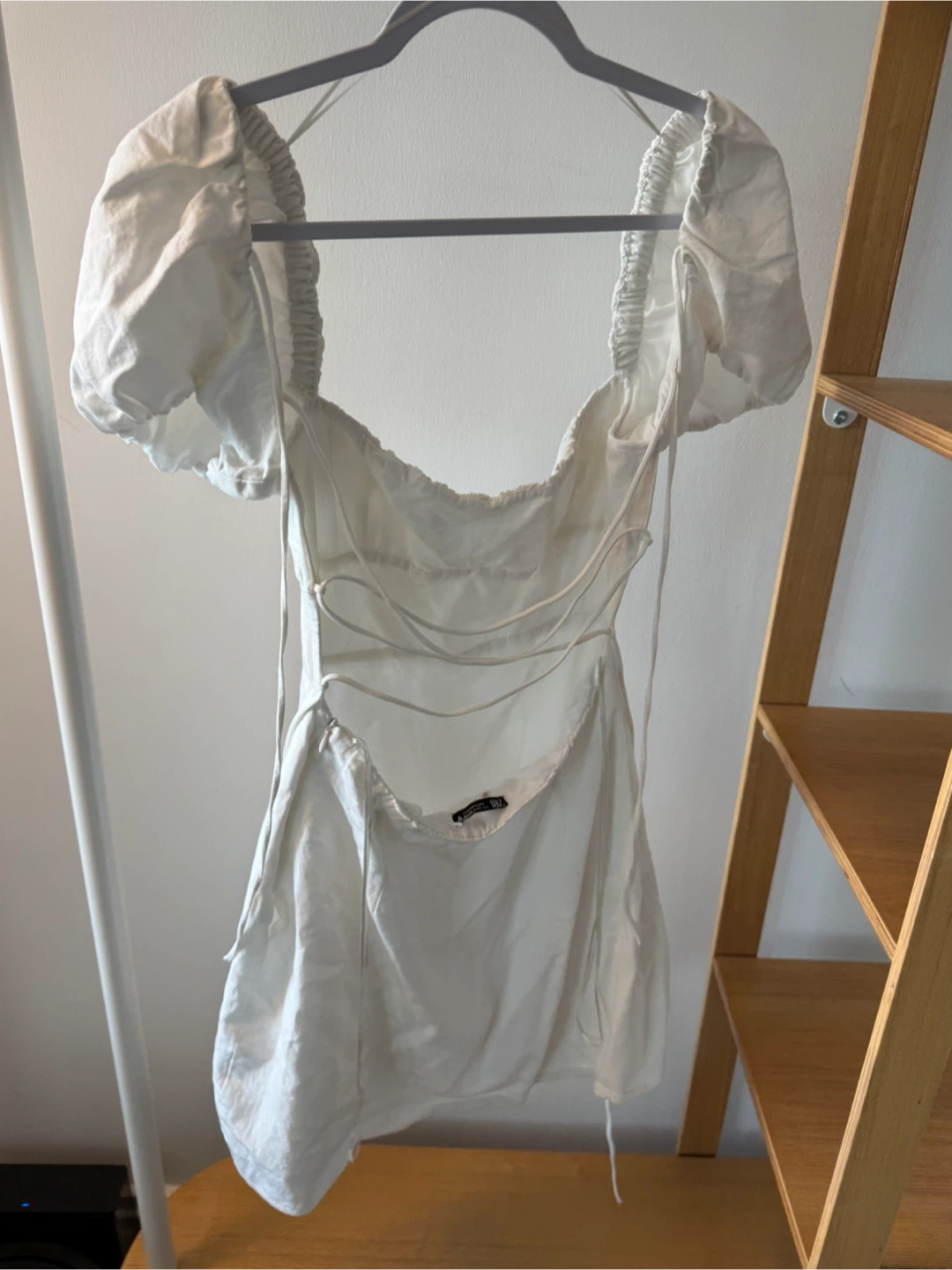 Zara White Puff Sleeve Mini Dress - photo 2