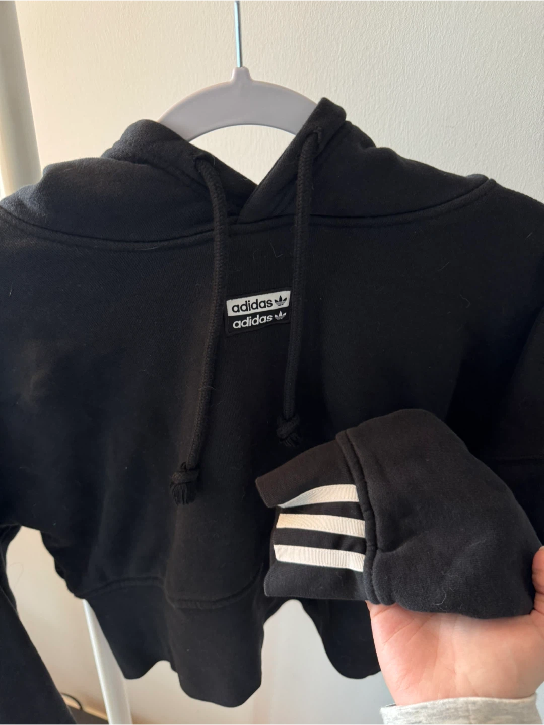 Adidas Black Cropped Hoodie