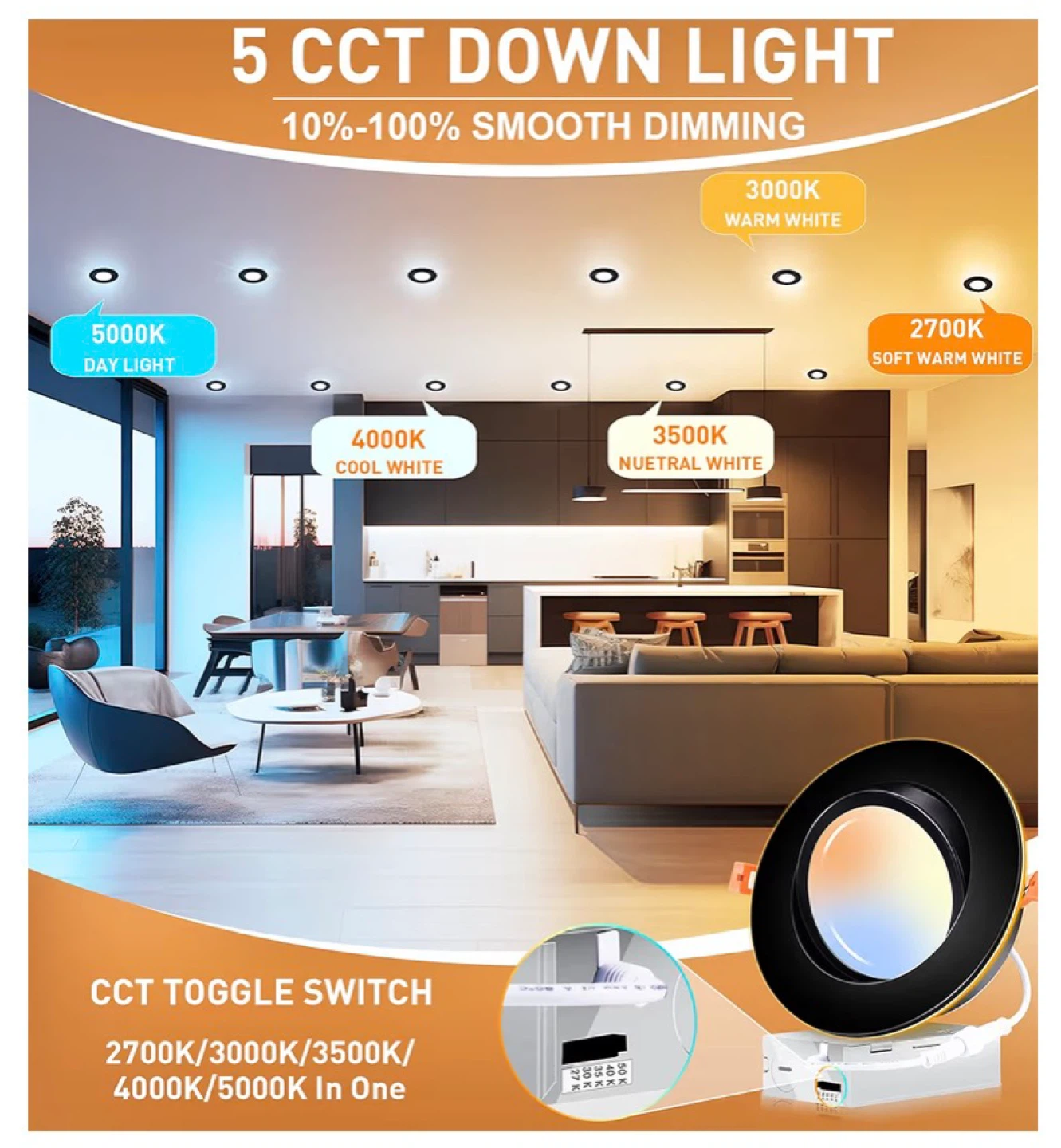[4 Pack] 6 inch LED Gimbal Recessed Light C4L - photo 5