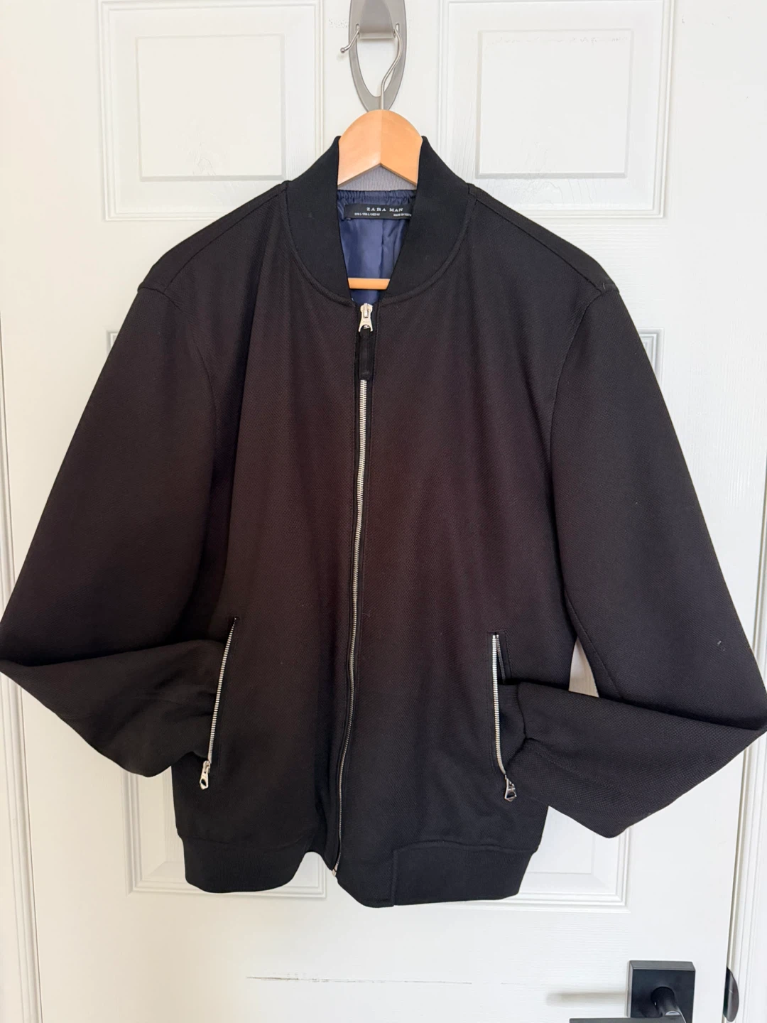Zara Man Black Bomber Jacket Size L