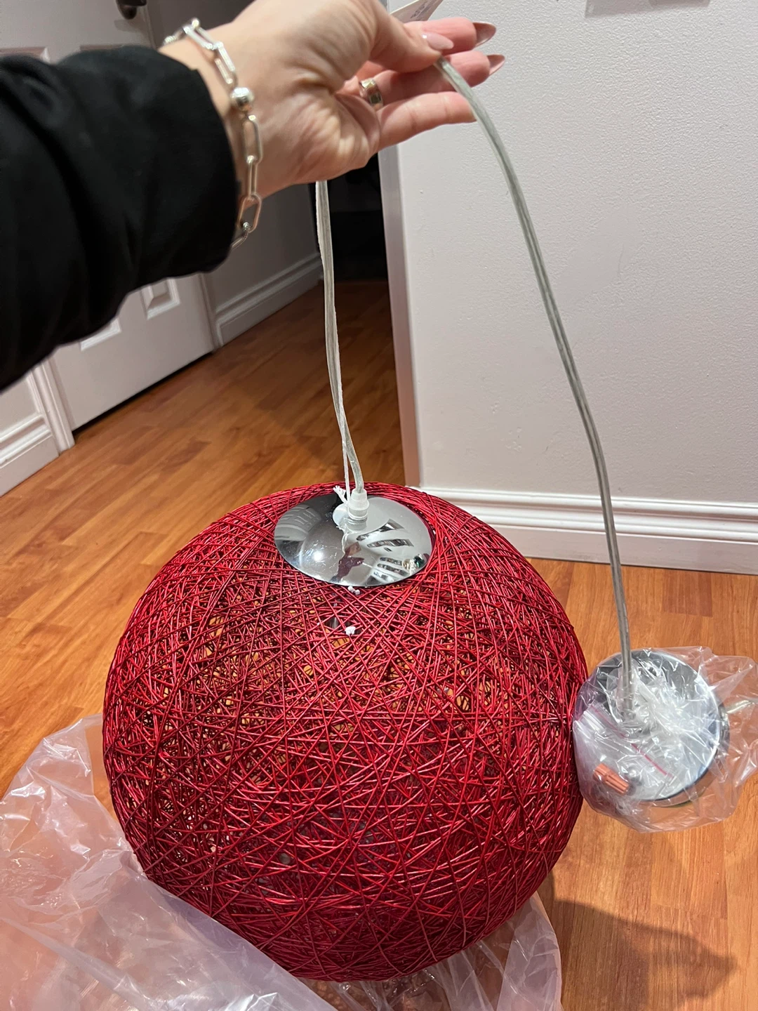 Bouclair Red Woven Pendant Light - photo 3