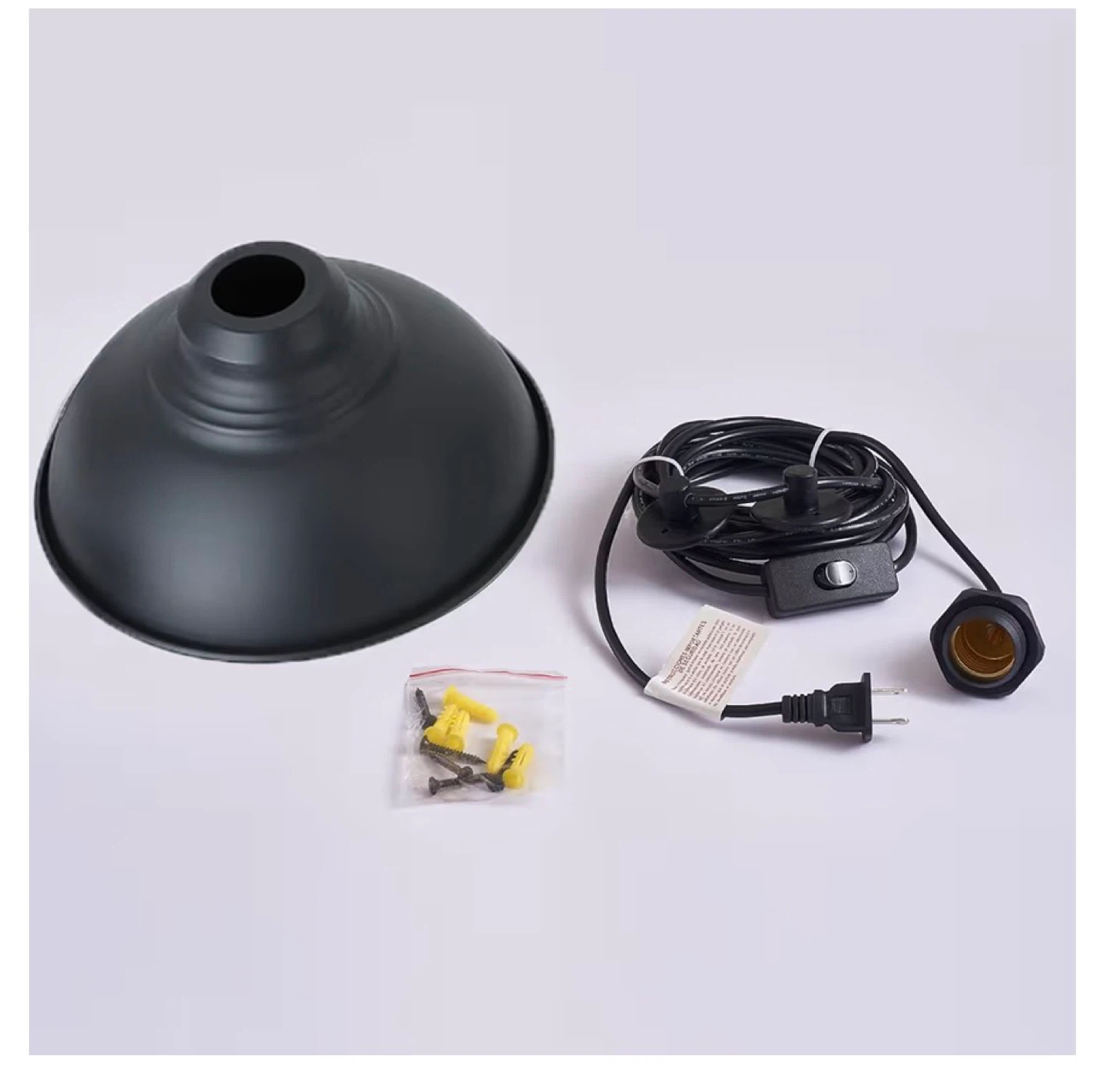 Black Metal Pendant Light Fixture with Plug and Switch - photo 4