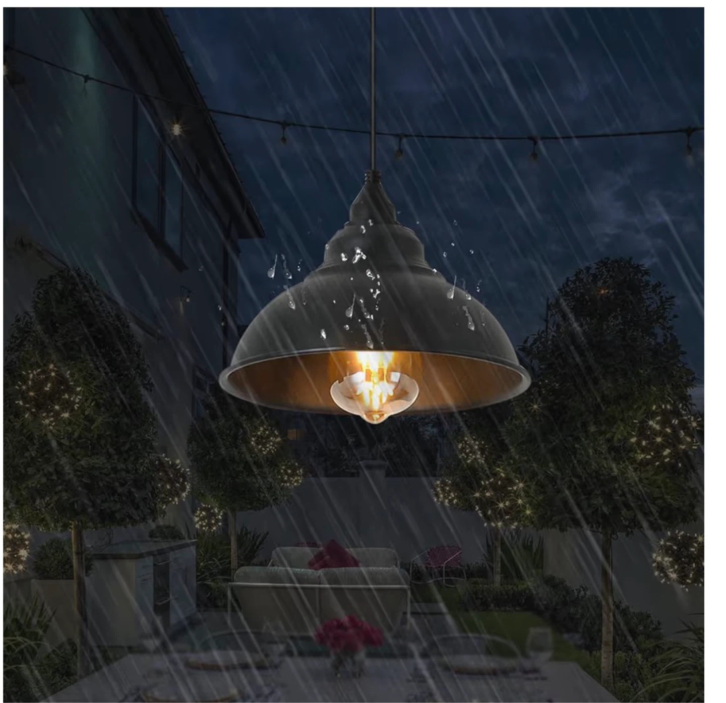 Black Metal Pendant Light Fixture with Plug and Switch - photo 2