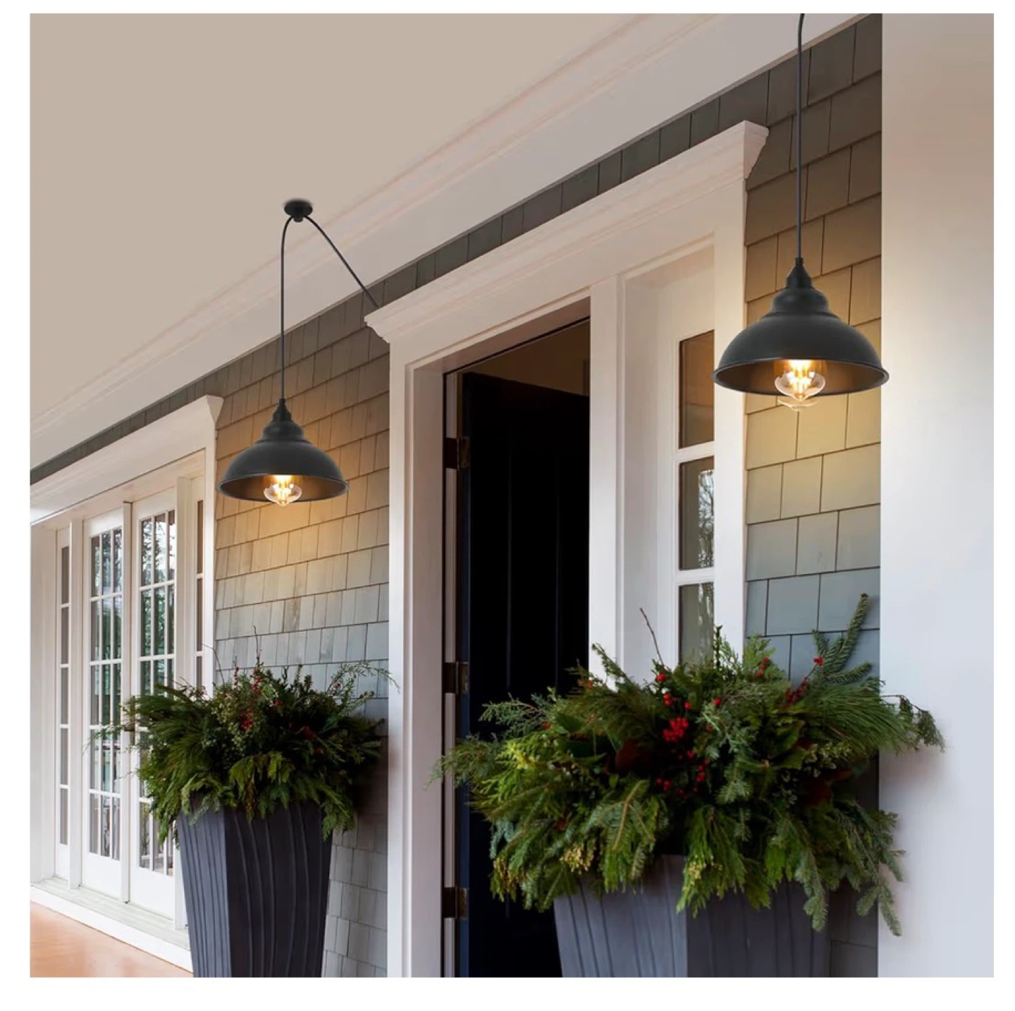 Black Metal Pendant Light Fixture with Plug and Switch - photo 5