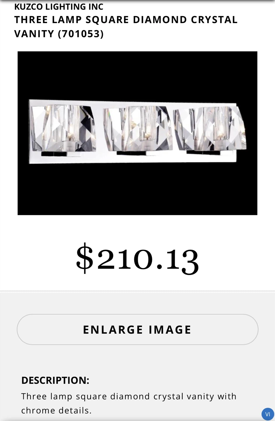 Kuzco Lighting Three Lamp Vanity Light Fixture