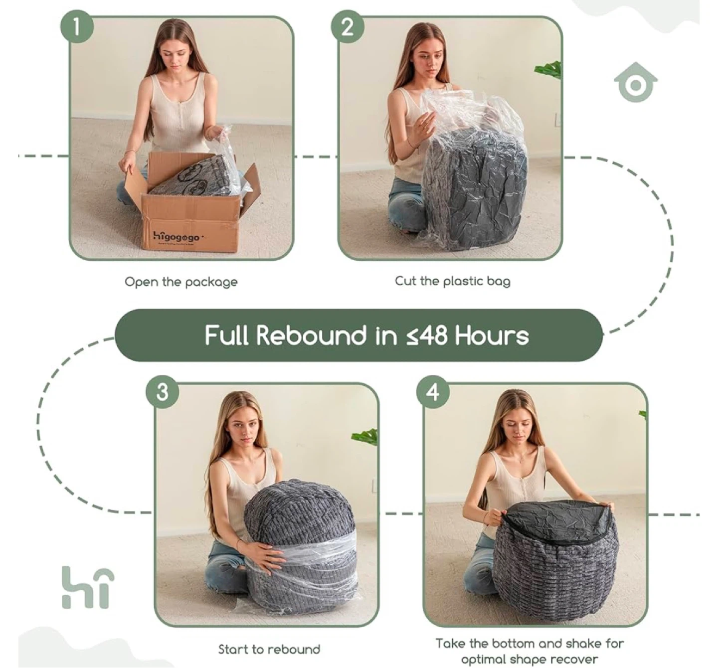 Pouf Ottoman Footstool - Grey - photo 4