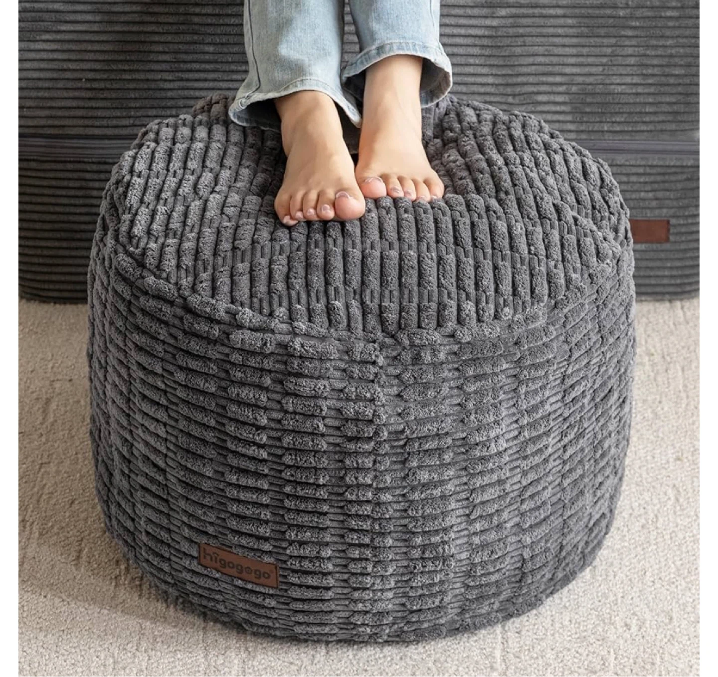 Pouf Ottoman Footstool - Grey