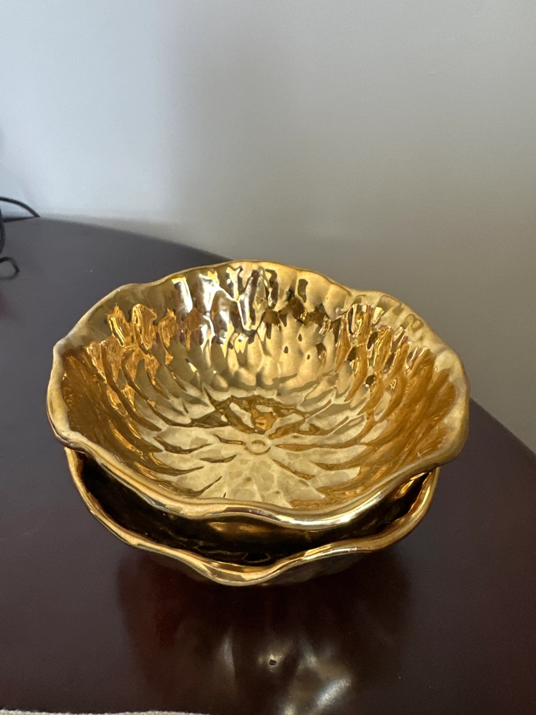 Set of 2 Gold Decorative Small Bowls - photo 2