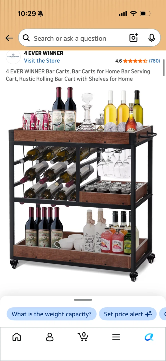 Bar with wheels - Rolling Bar Cart AND FREE glasses! - photo 2