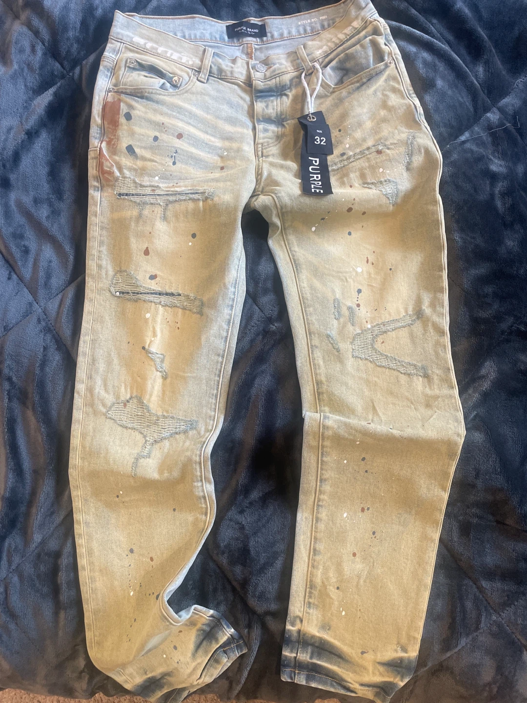 Purple Brand Distressed Paint Splatter Jeans Size 32