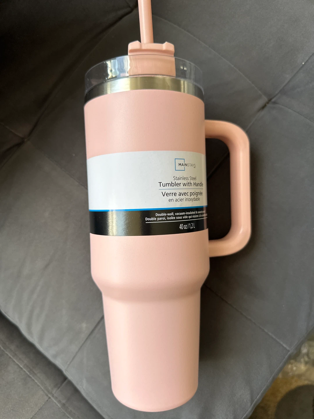 Mainstays Stainless Steel Tumbler with Handle - Pink - photo 2