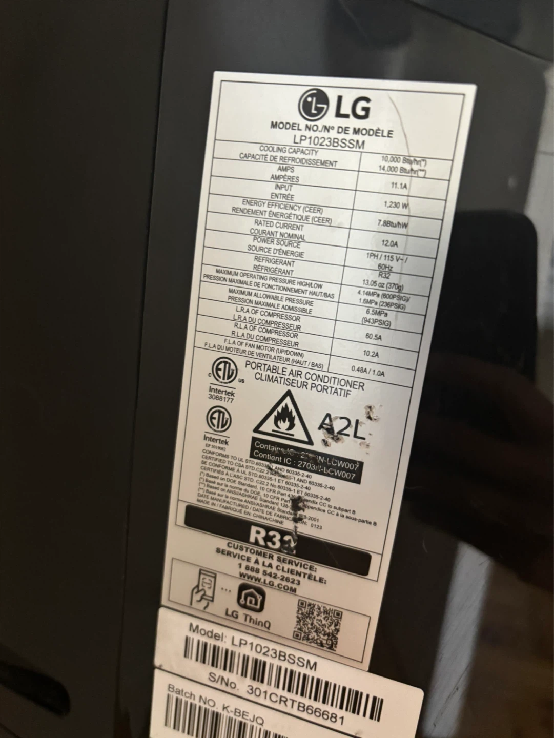 LG Portable Air Conditioner - photo 3