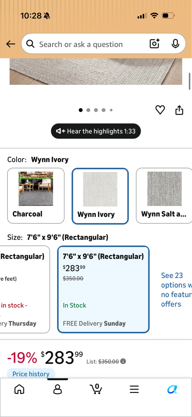 HUGE Wynn Braided Indoor/Outdoor Area Rug, 8x10, Ivory - photo 2