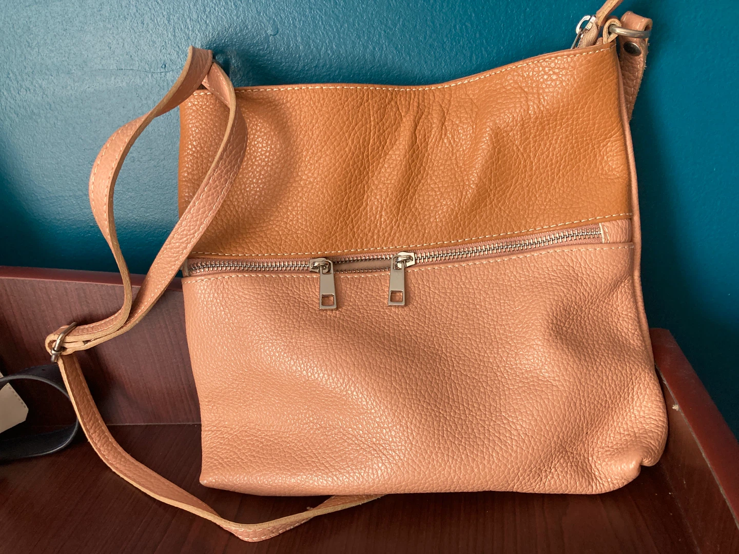 Two-Tone Leather Shoulder Bag