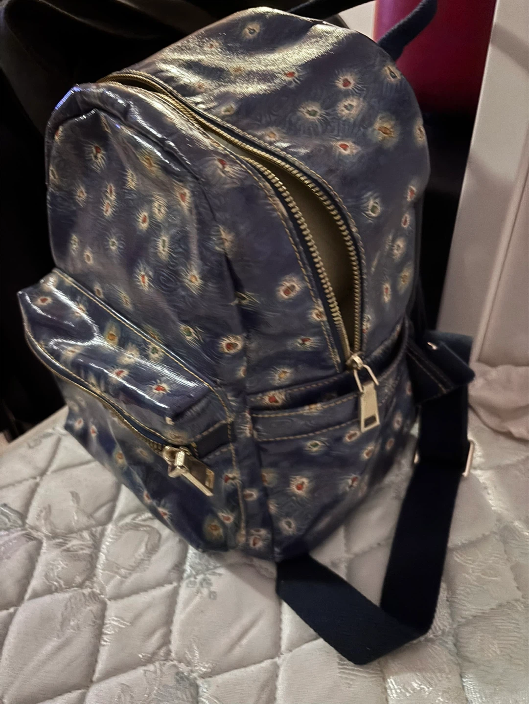 Blue Backpack with All-Over Print - photo 3