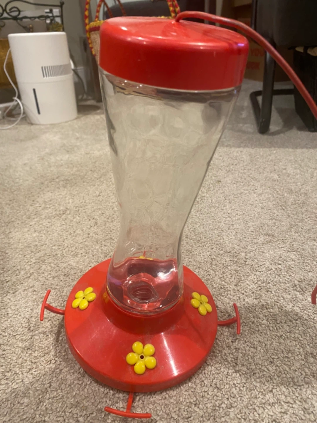 Red Hummingbird Feeder with Flower Perches
